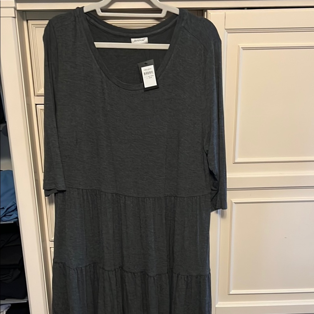 Gray Tiered Ruffled tunic with 3/4 Sleeves